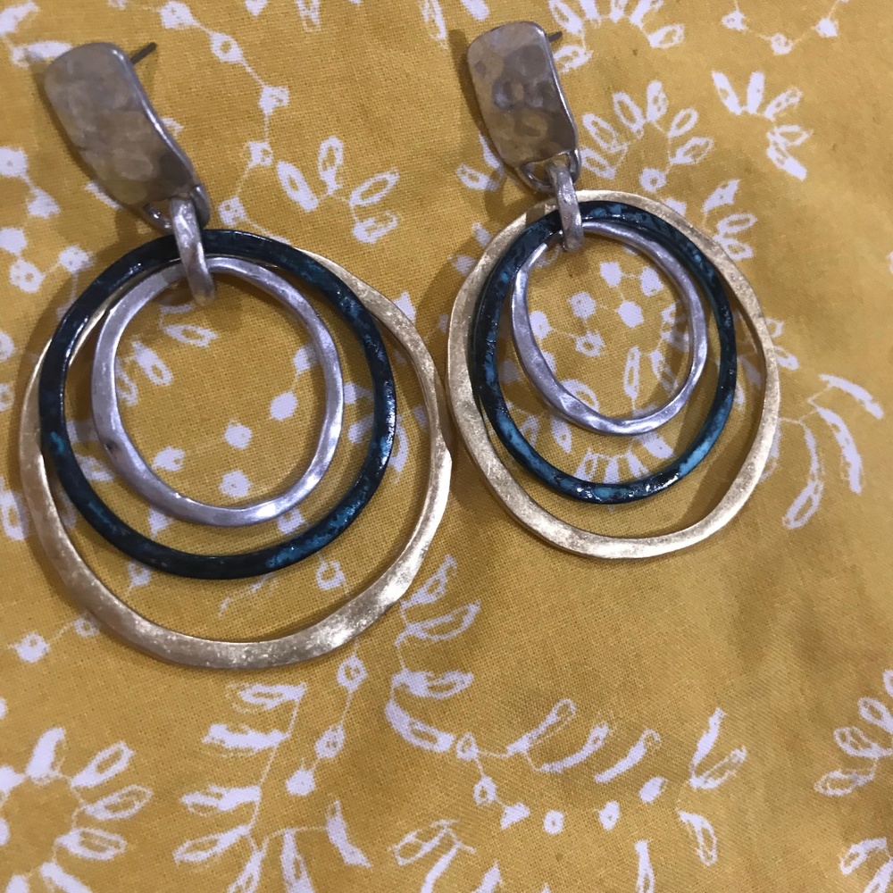 Lucky Brand 3 Tone Hoop Earrings